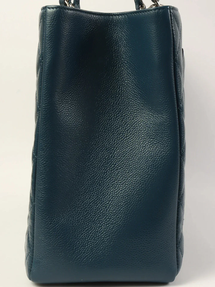 Chanel Around 2013 Made Caviar Skin Cc Mark Stitch Chain Tote Bag Indigo Blue