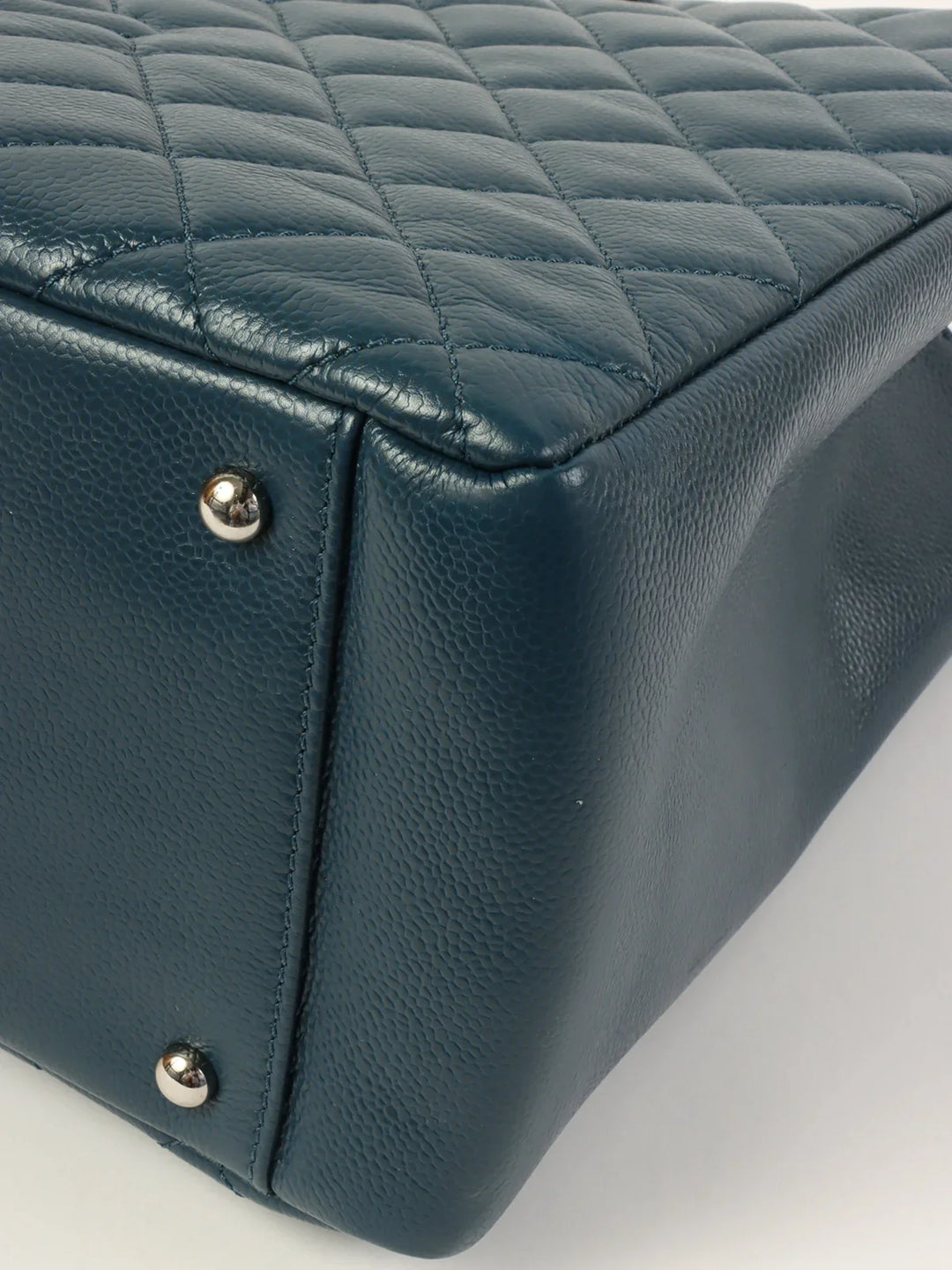 Chanel Around 2013 Made Caviar Skin Cc Mark Stitch Chain Tote Bag Indigo Blue