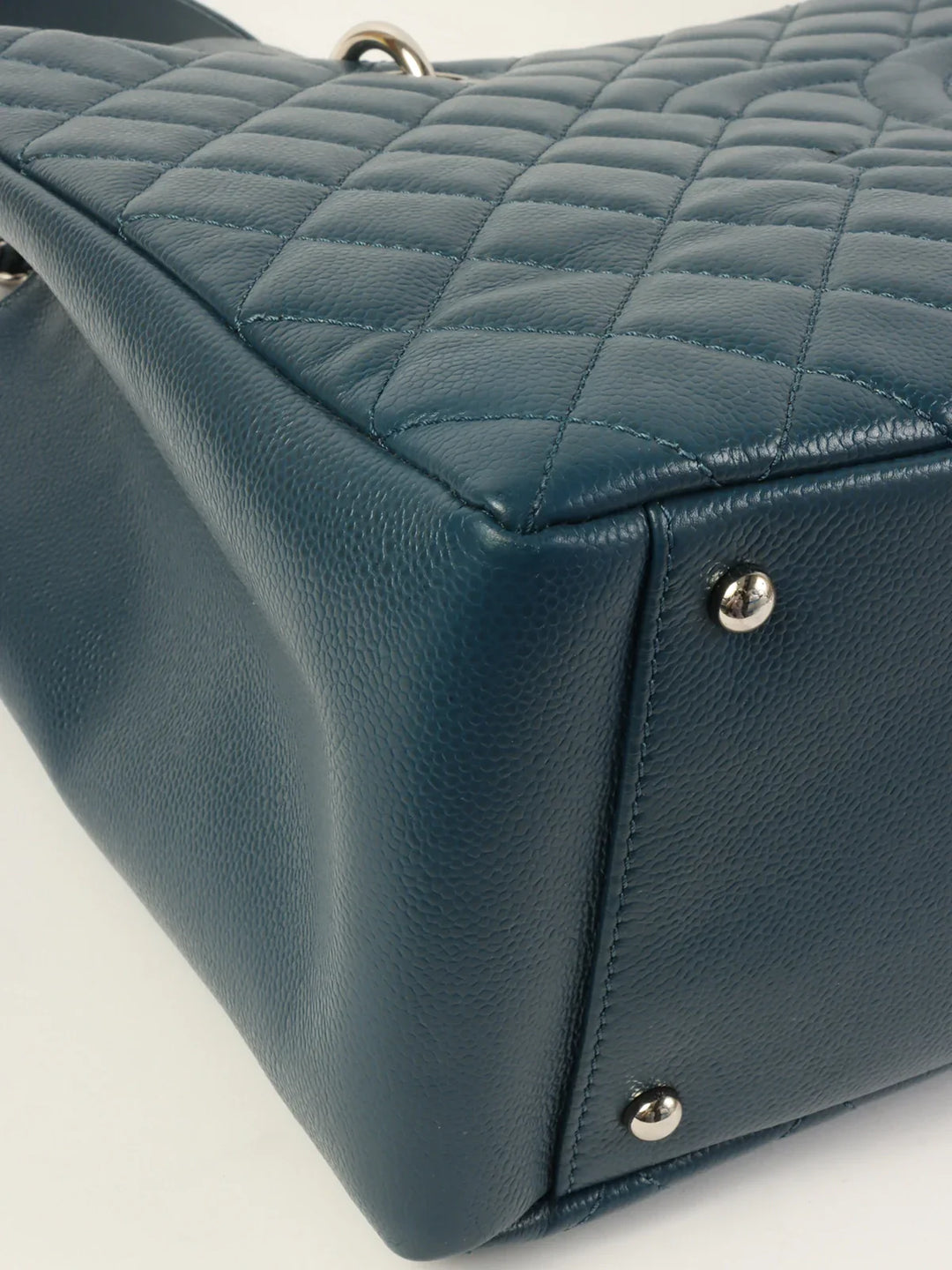 Chanel Around 2013 Made Caviar Skin Cc Mark Stitch Chain Tote Bag Indigo Blue