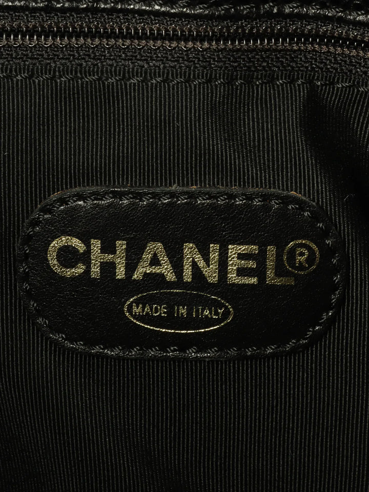 Chanel Around 1998 Made Caviar Skin Cc Mark Stitch Chain Tote Bag Black