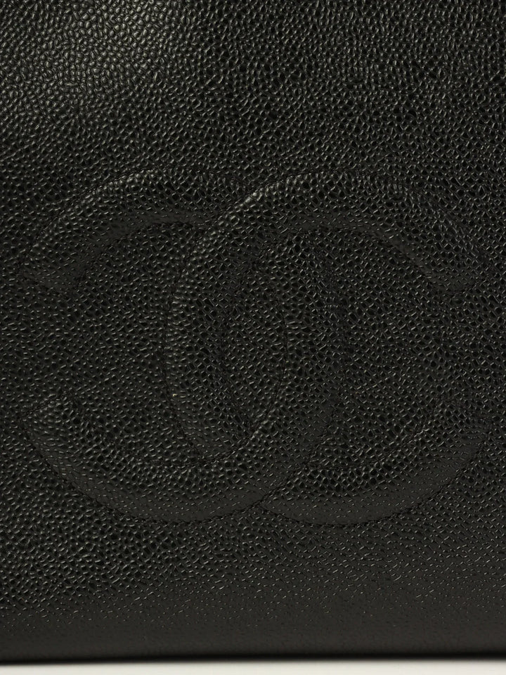 Chanel Around 1998 Made Caviar Skin Cc Mark Stitch Chain Tote Bag Black