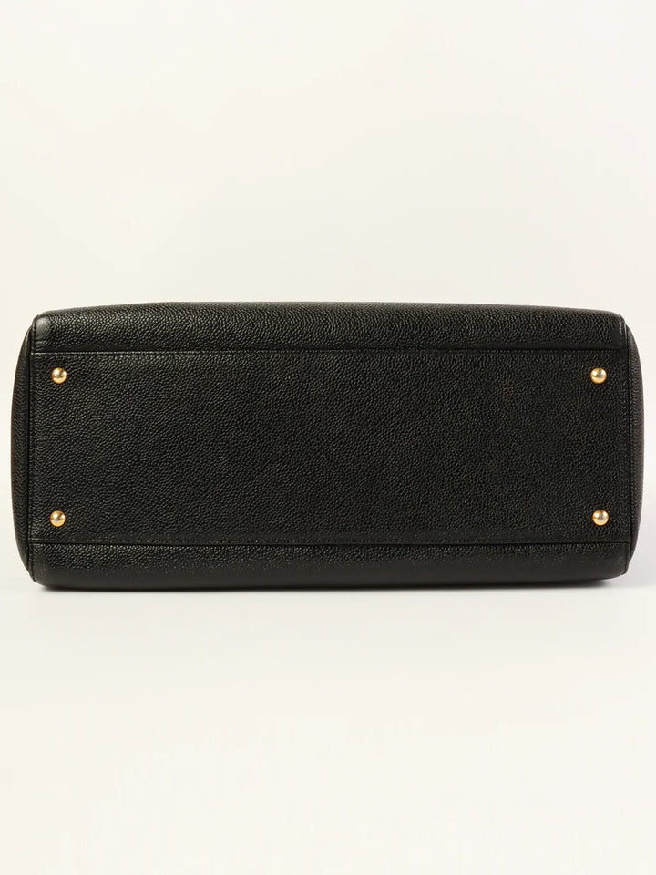 Chanel Around 1998 Made Caviar Skin Cc Mark Stitch Chain Tote Bag Black