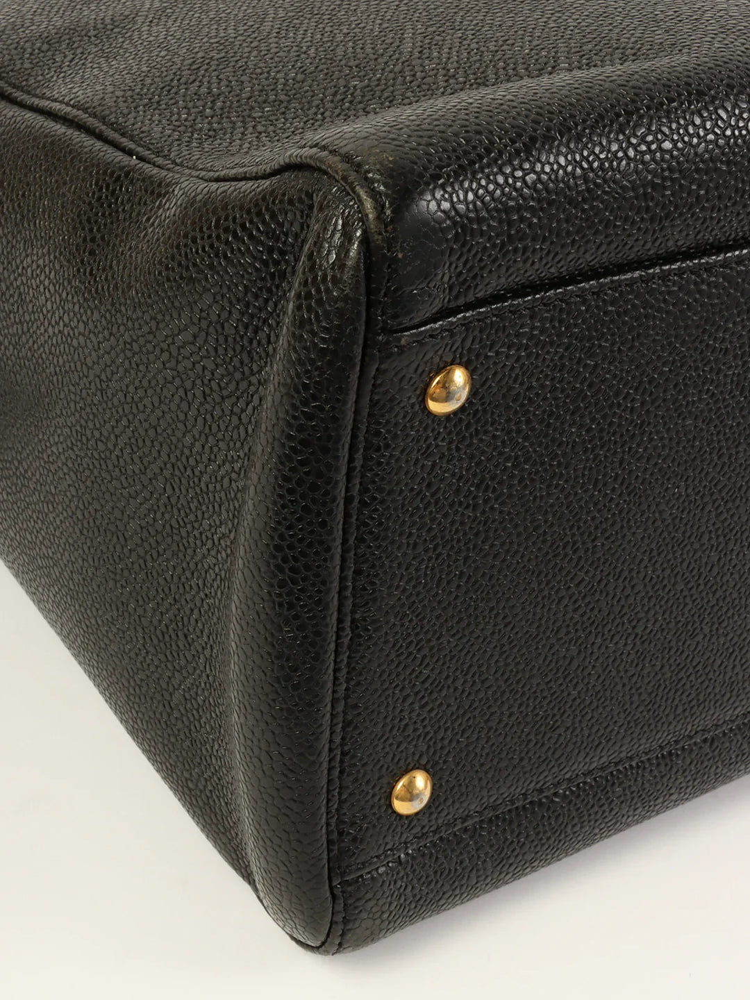 Chanel Around 1998 Made Caviar Skin Cc Mark Stitch Chain Tote Bag Black