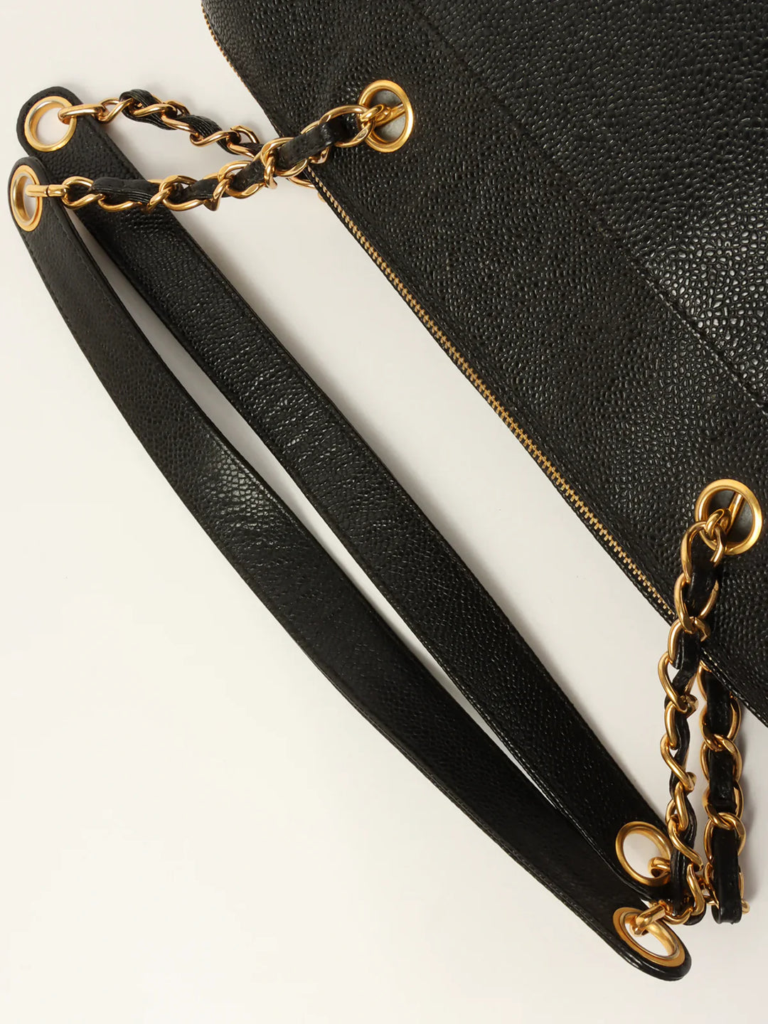 Chanel Around 1998 Made Caviar Skin Cc Mark Stitch Chain Tote Bag Black
