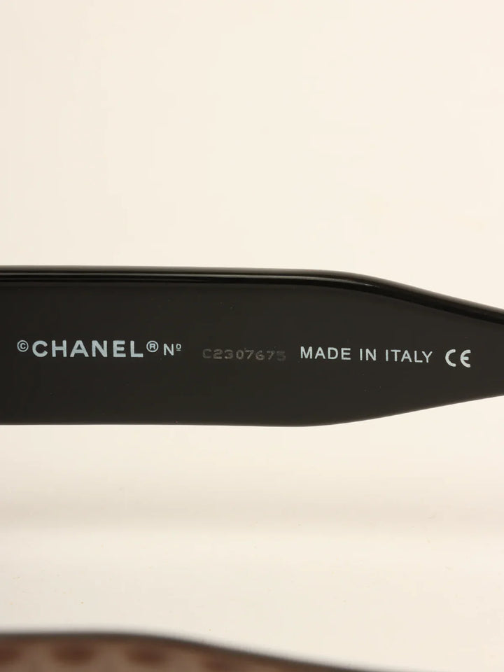 Chanel Side Square Cc Mark Plate Sunglasses Metallic Brown