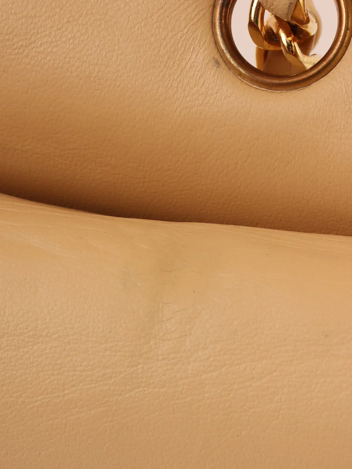 Chanel Around 1992 Made Paris Limited Design New Turn-Lock Chain Bag Beige