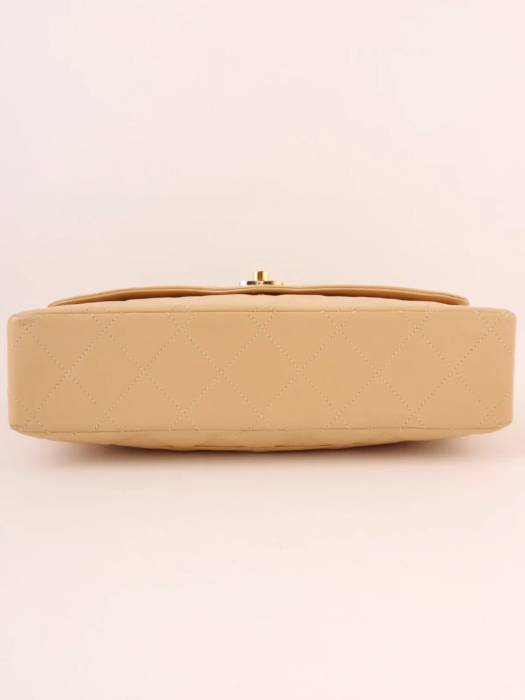 Chanel Around 1992 Made Paris Limited Design New Turn-Lock Chain Bag Beige