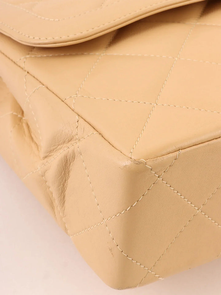 Chanel Around 1992 Made Paris Limited Design New Turn-Lock Chain Bag Beige