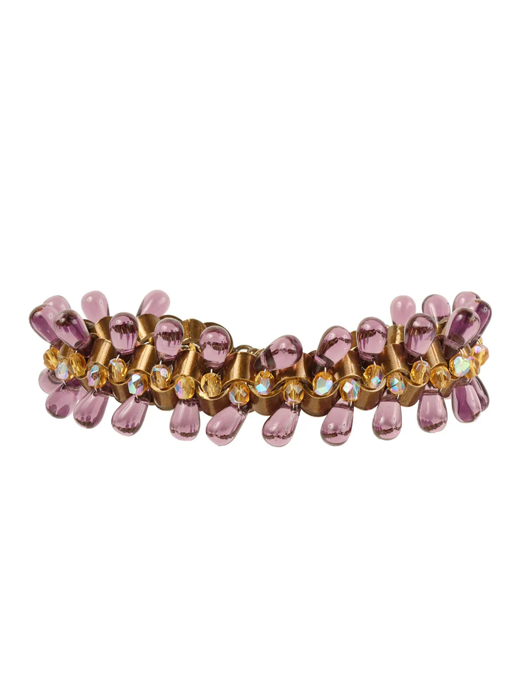 Chanel 1997 Made Color Stone Cc Mark Plate Braclet Purple/Yellow