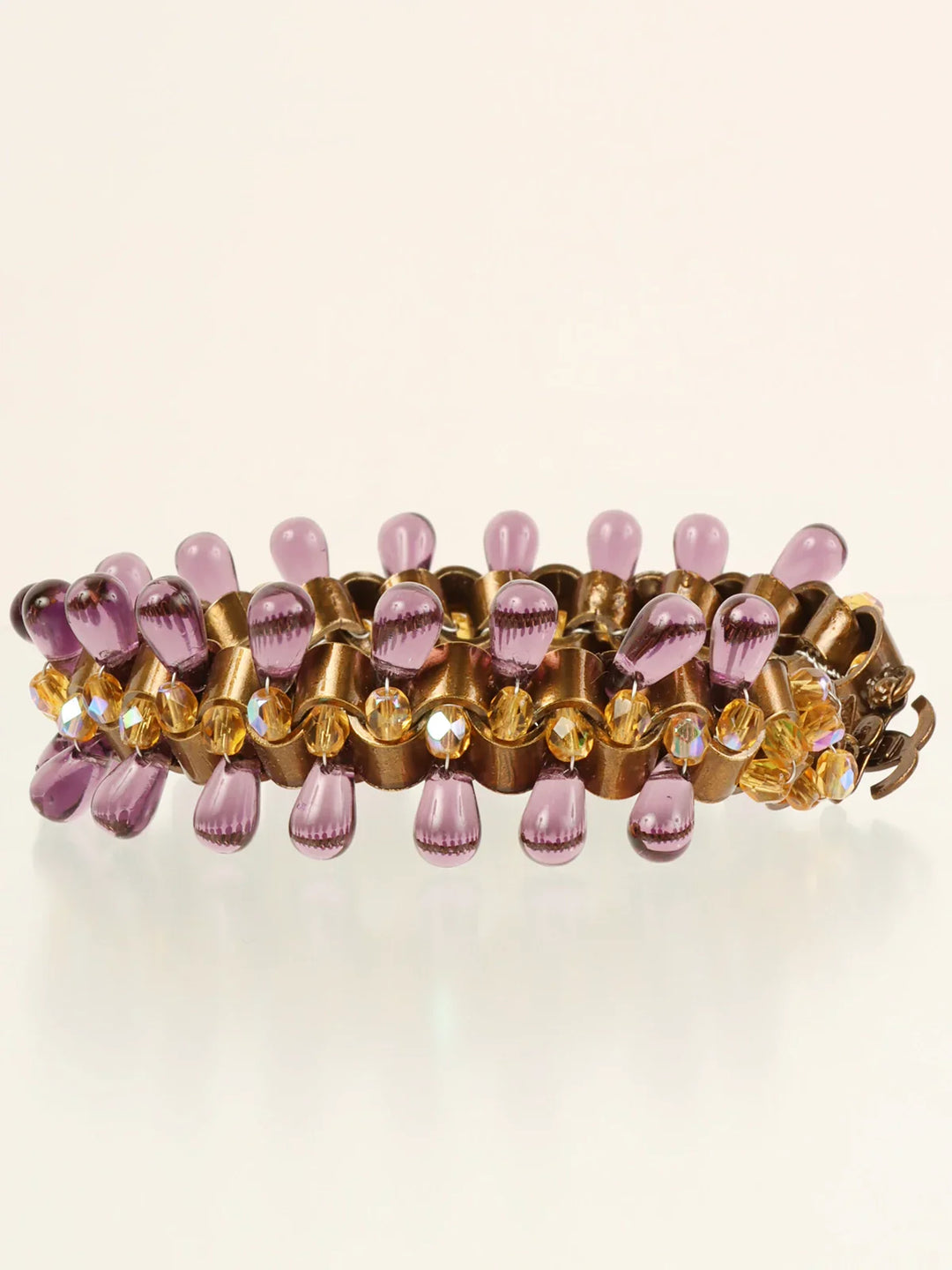 Chanel 1997 Made Color Stone Cc Mark Plate Braclet Purple/Yellow