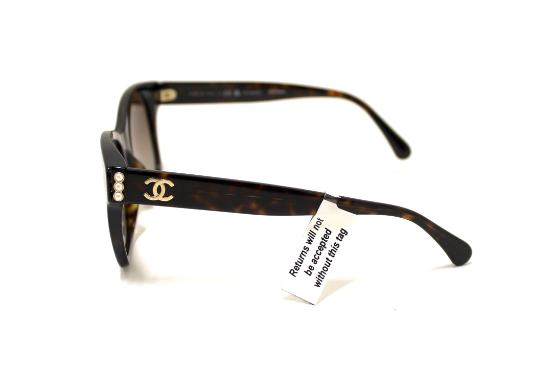 NEW Top Quality Chanel Tortoiseshell Polarized Pearl CC Square Sunglasses 5482HA