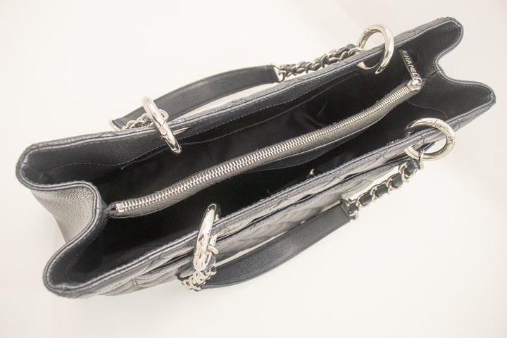 Chanel Caviar GST 13" Grand Shopping Tote Chain Shoulder Bag Black