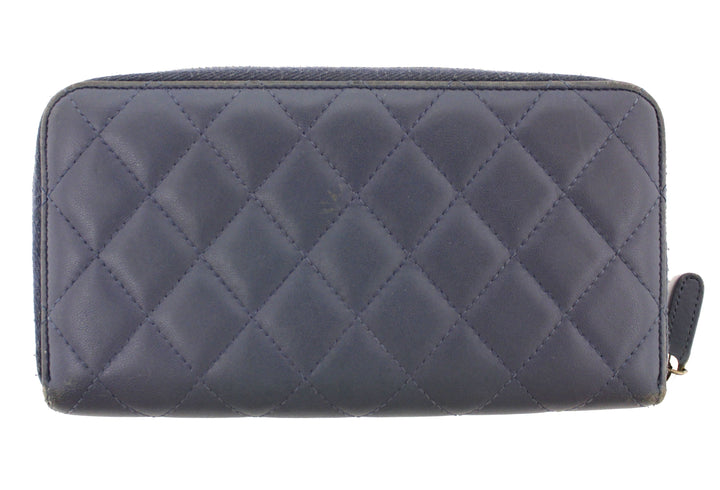 Top Quality Chanel Blue Quilted Lambskin Leather Zippy Wallet