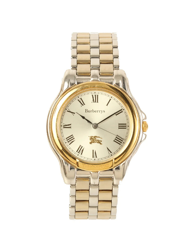 Burberry Round Logo Face Watch Silver/Gold