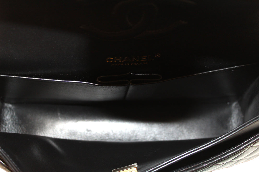 Top Quality Chanel Classic Black Quilted Lambskin Leather Classic Medium Double Flap Bag