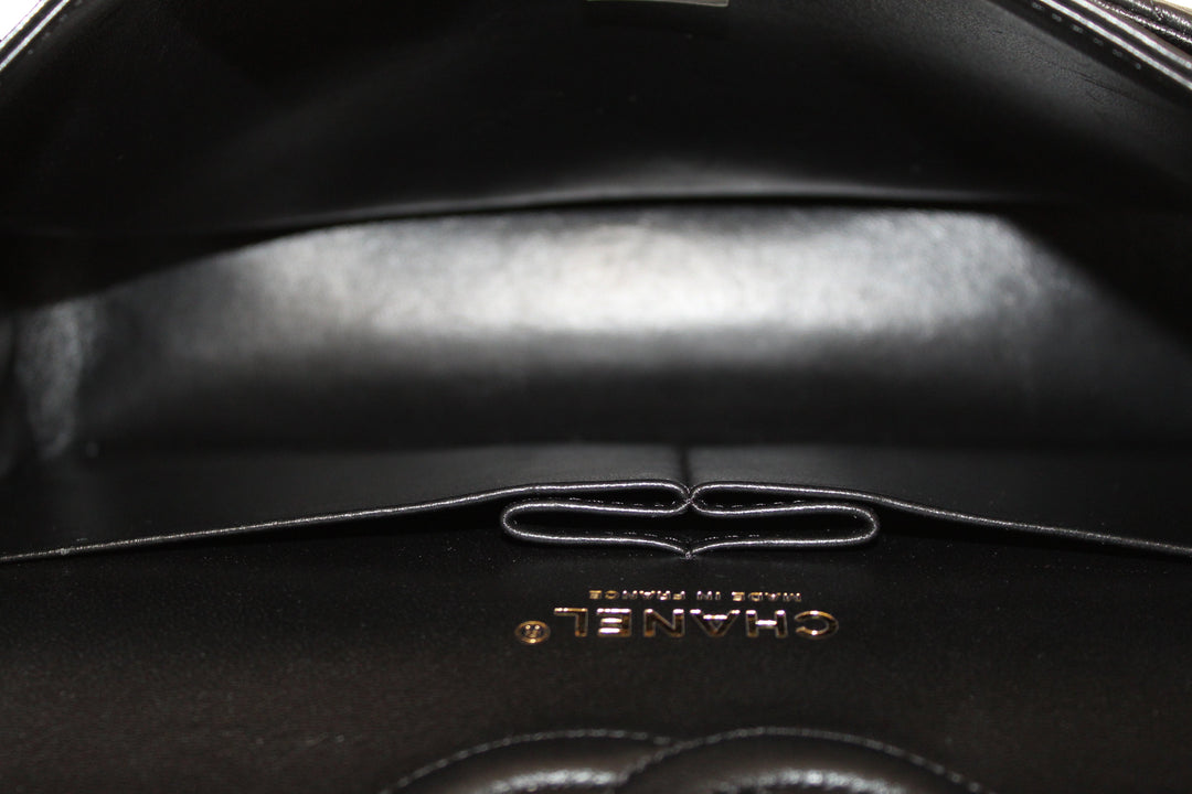 Top Quality Chanel Classic Black Quilted Lambskin Leather Classic Medium Double Flap Bag