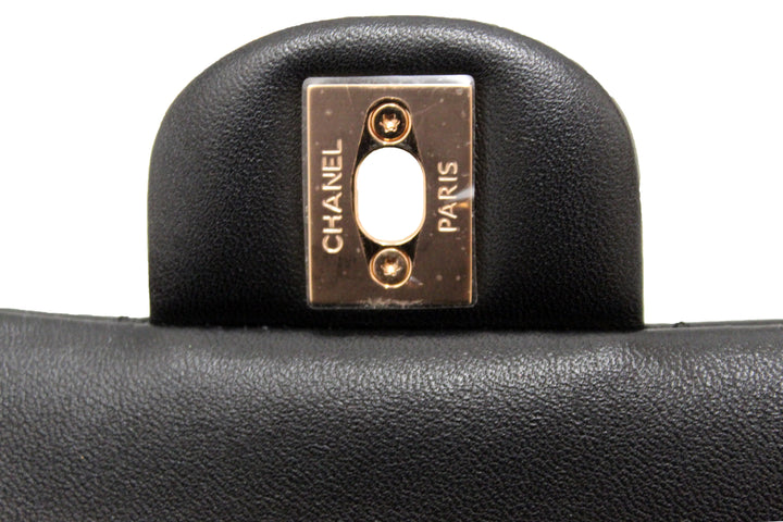Top Quality Chanel Classic Black Quilted Lambskin Leather Classic Medium Double Flap Bag