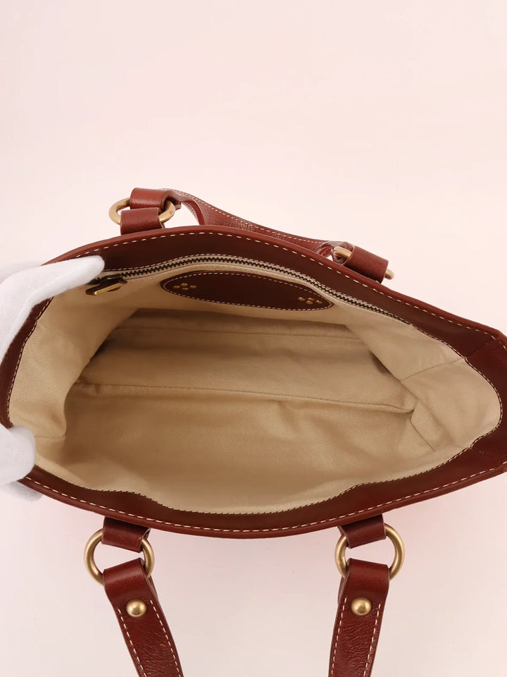 Celine C Macadam Pattern Logo Embossed Top Handle Bag Red/Brown