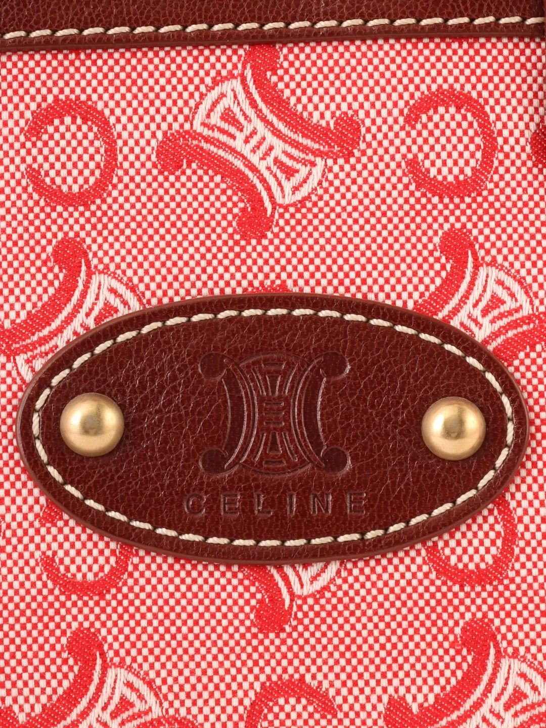 Celine C Macadam Pattern Logo Embossed Top Handle Bag Red/Brown