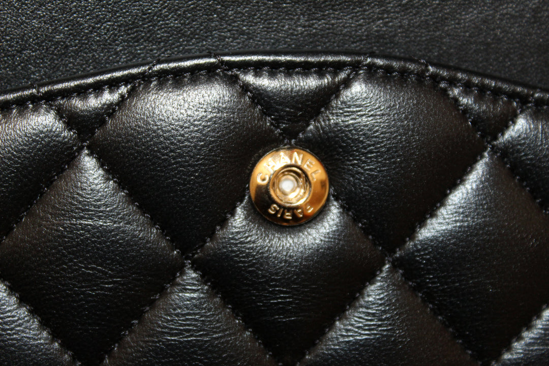 Top Quality Chanel Classic Black Quilted Lambskin Leather Classic Medium Double Flap Bag