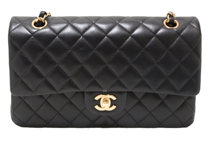 Top Quality Chanel Classic Black Quilted Lambskin Leather Classic Medium Double Flap Bag