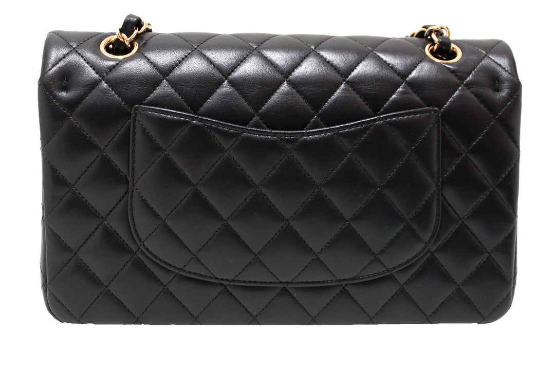 Top Quality Chanel Classic Black Quilted Lambskin Leather Classic Medium Double Flap Bag