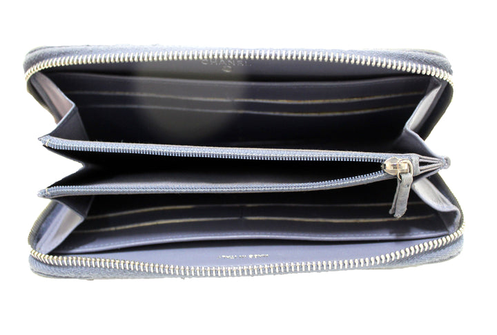 Top Quality Chanel Blue Quilted Lambskin Leather Zippy Wallet