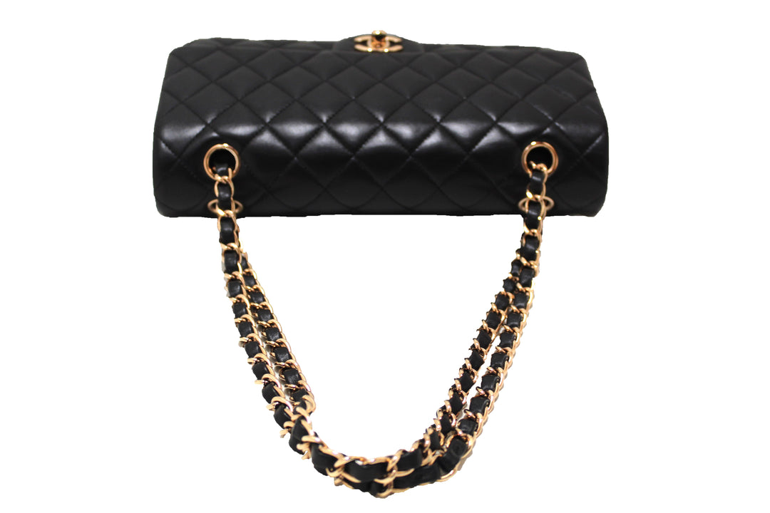 Top Quality Chanel Classic Black Quilted Lambskin Leather Classic Medium Double Flap Bag