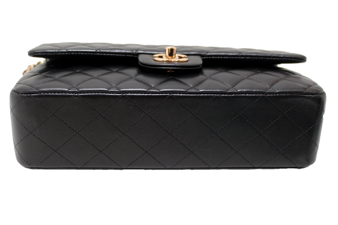 Top Quality Chanel Classic Black Quilted Lambskin Leather Classic Medium Double Flap Bag