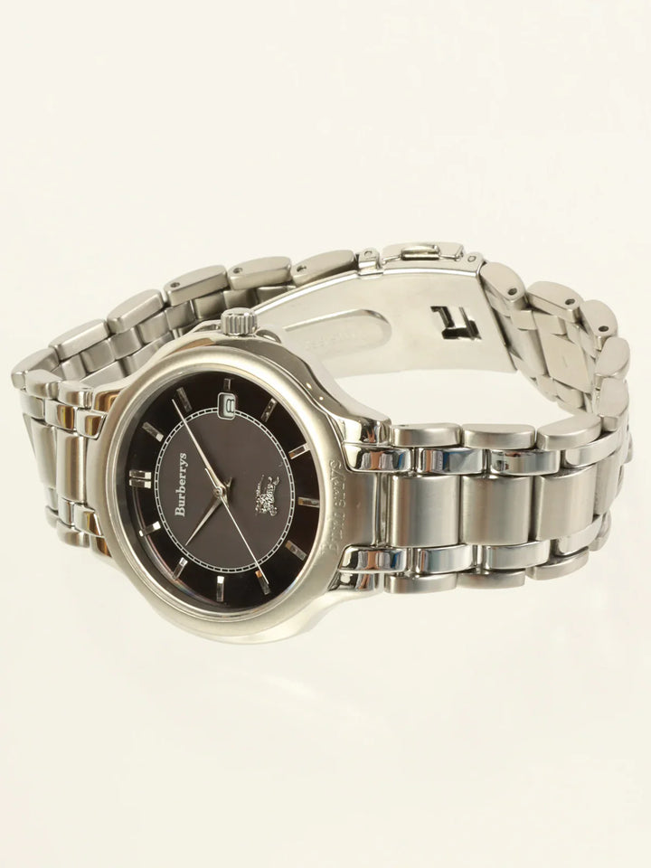 Burberry Round Logo Face Watch Silver/Black