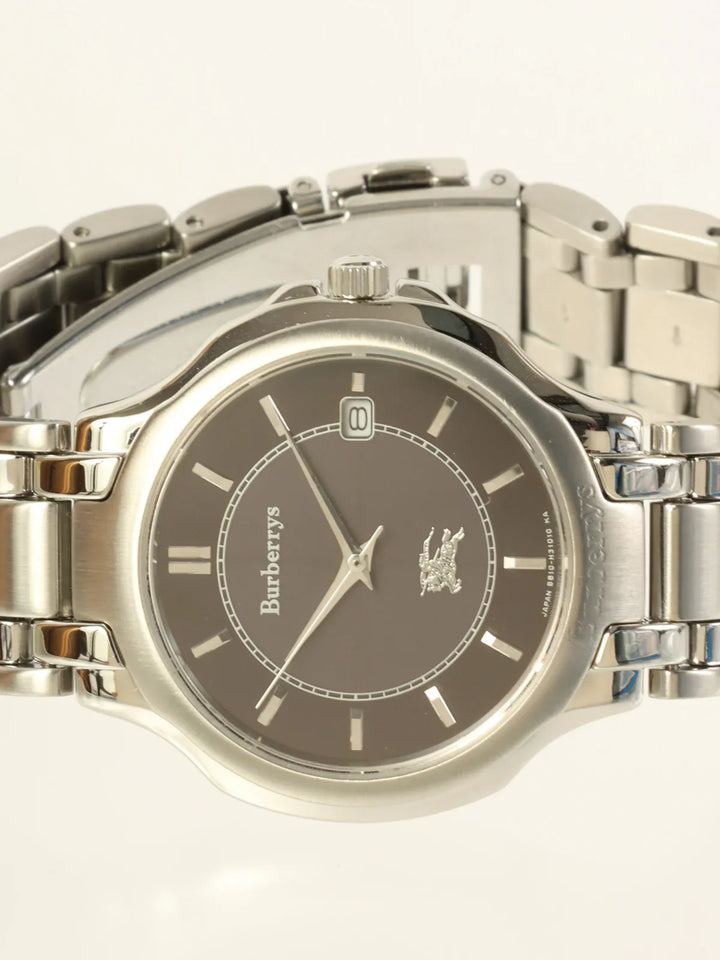 Burberry Round Logo Face Watch Silver/Black