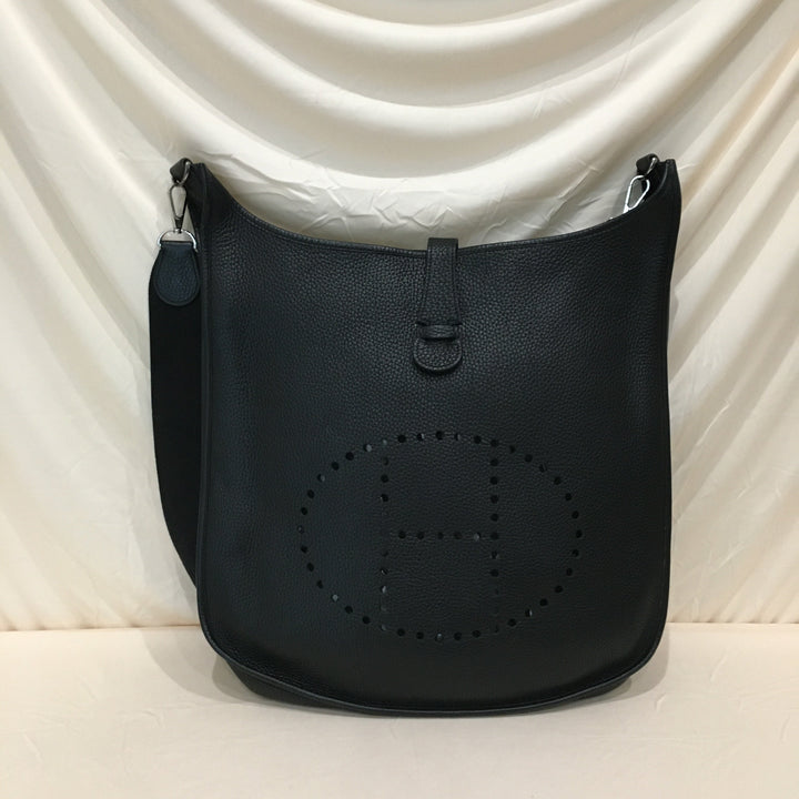 Top quality Hermes Black Leather Evelyne TGM Super Rare Size Crossbody Bag Sku# 71343