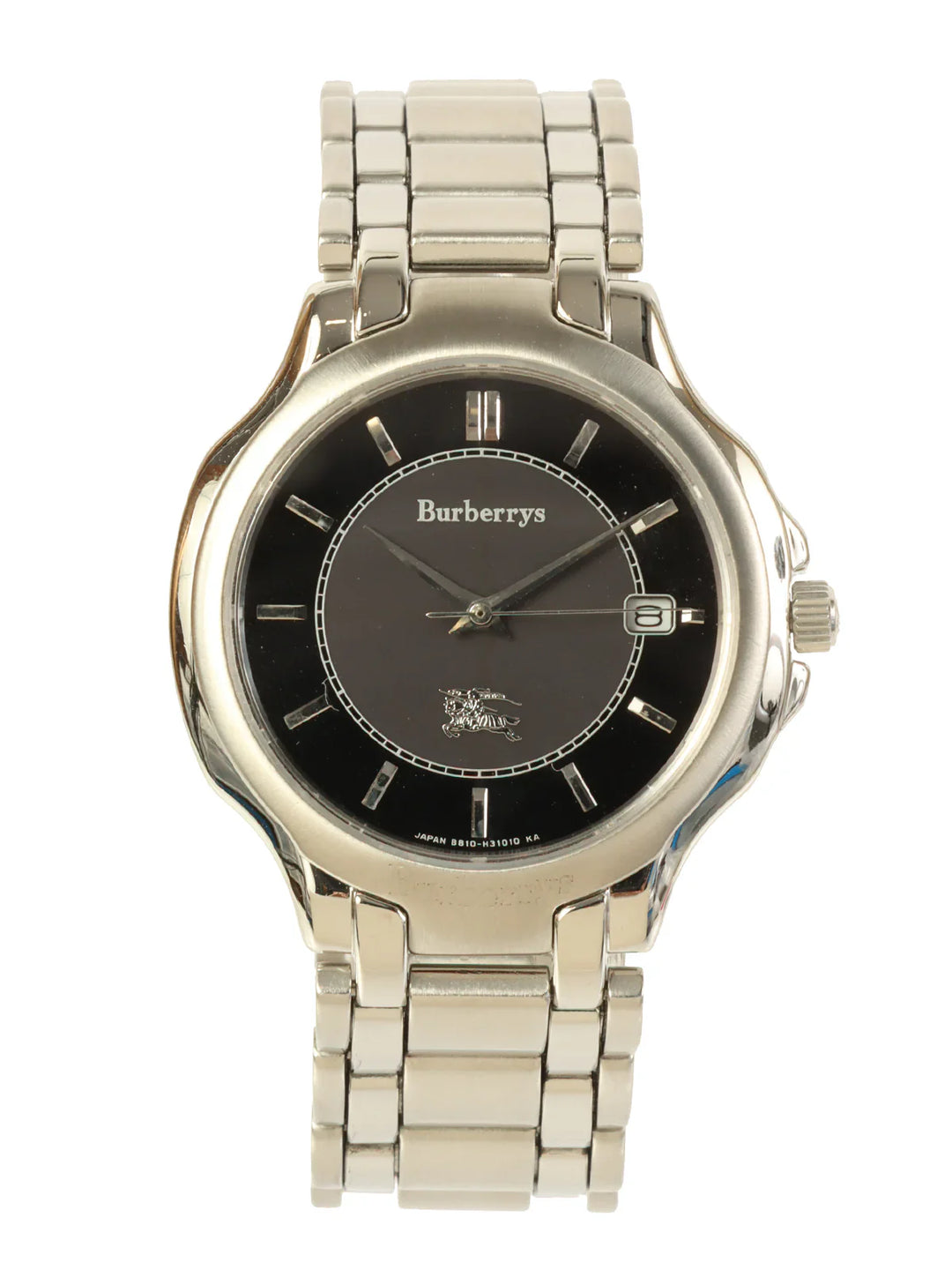 Burberry Round Logo Face Watch Silver/Black