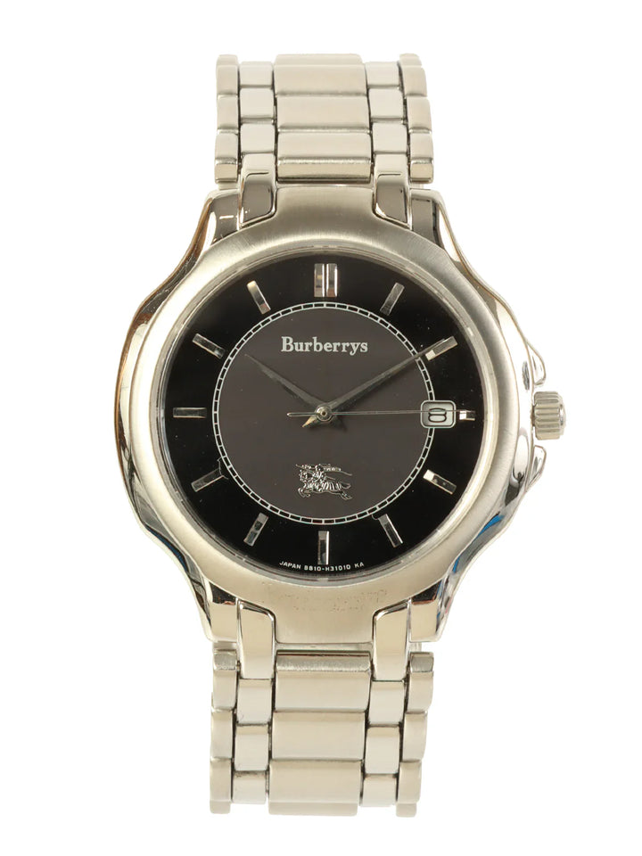 Burberry Round Logo Face Watch Silver/Black