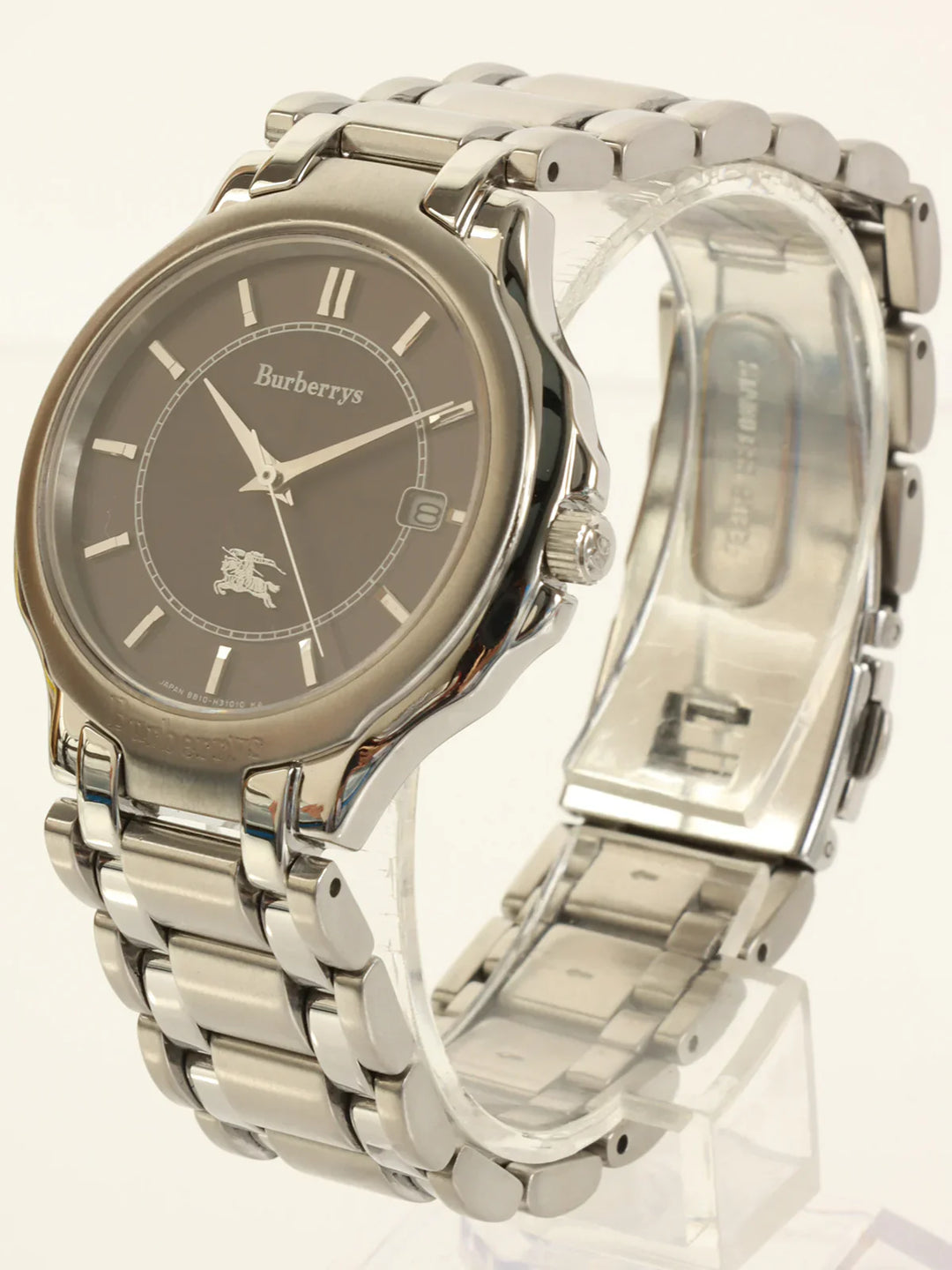 Burberry Round Logo Face Watch Silver/Black