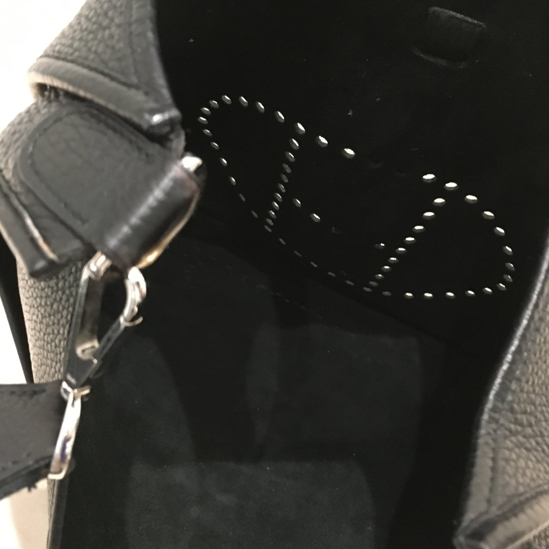 Top quality Hermes Black Leather Evelyne TGM Super Rare Size Crossbody Bag Sku# 71343