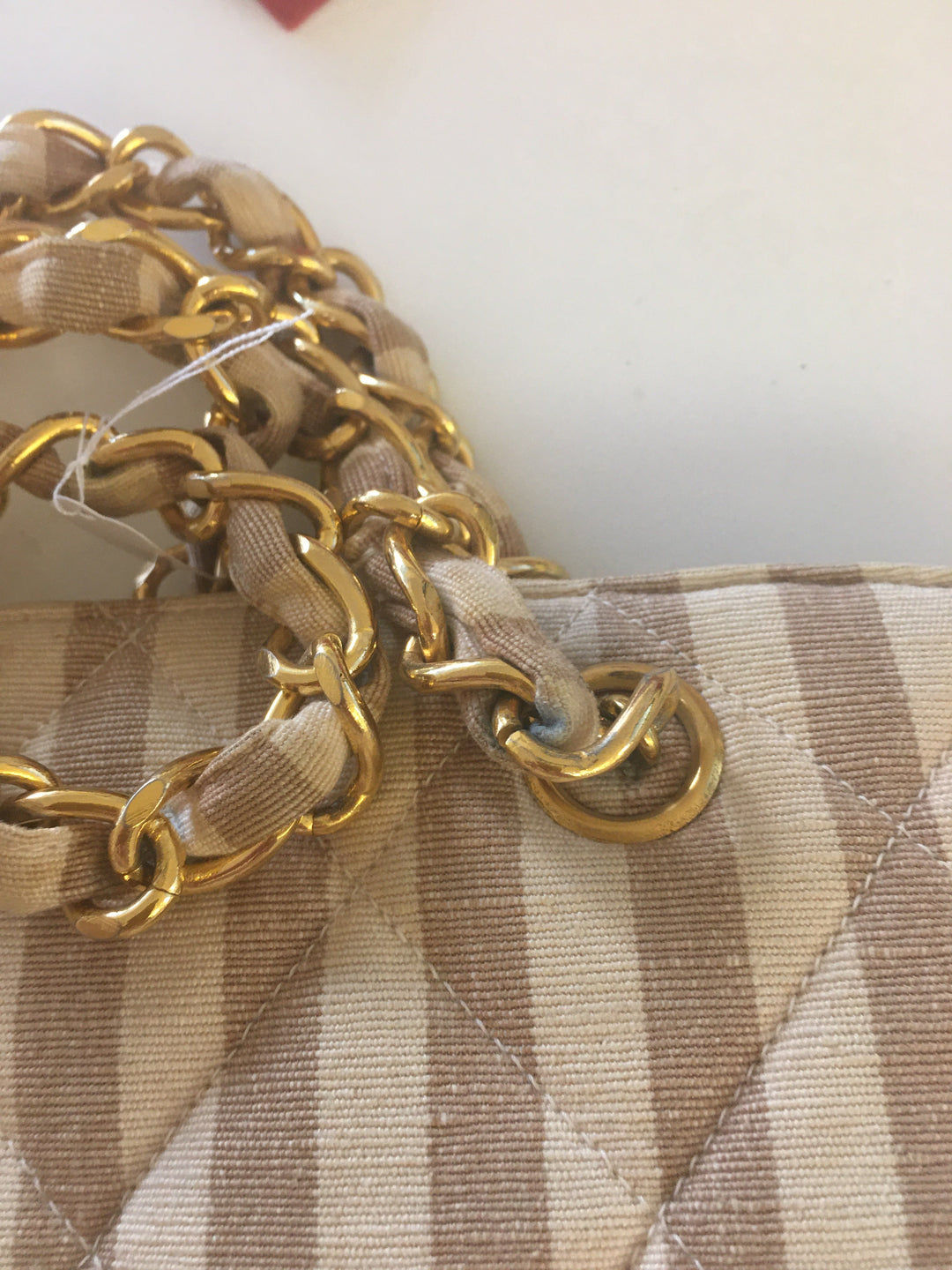 Chanel Shoulder Bag in Beige Fabric