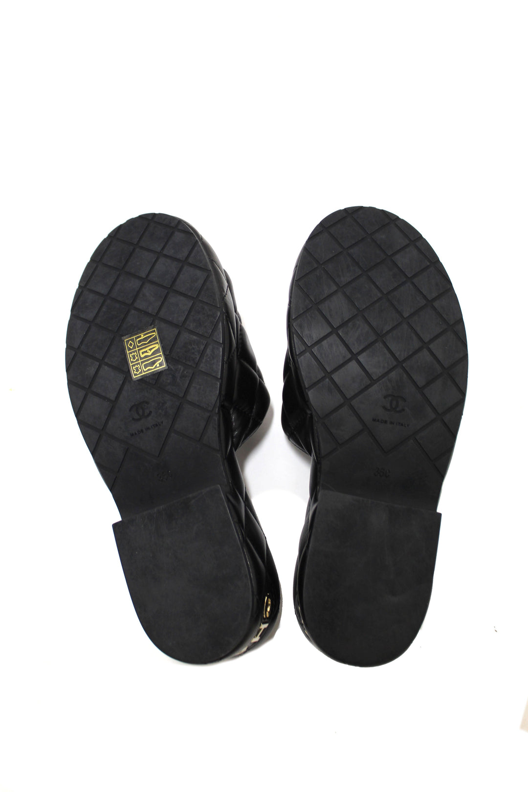 Top Quality Chanel Black Quilted Lambskin Leather Platform Slide Size 36