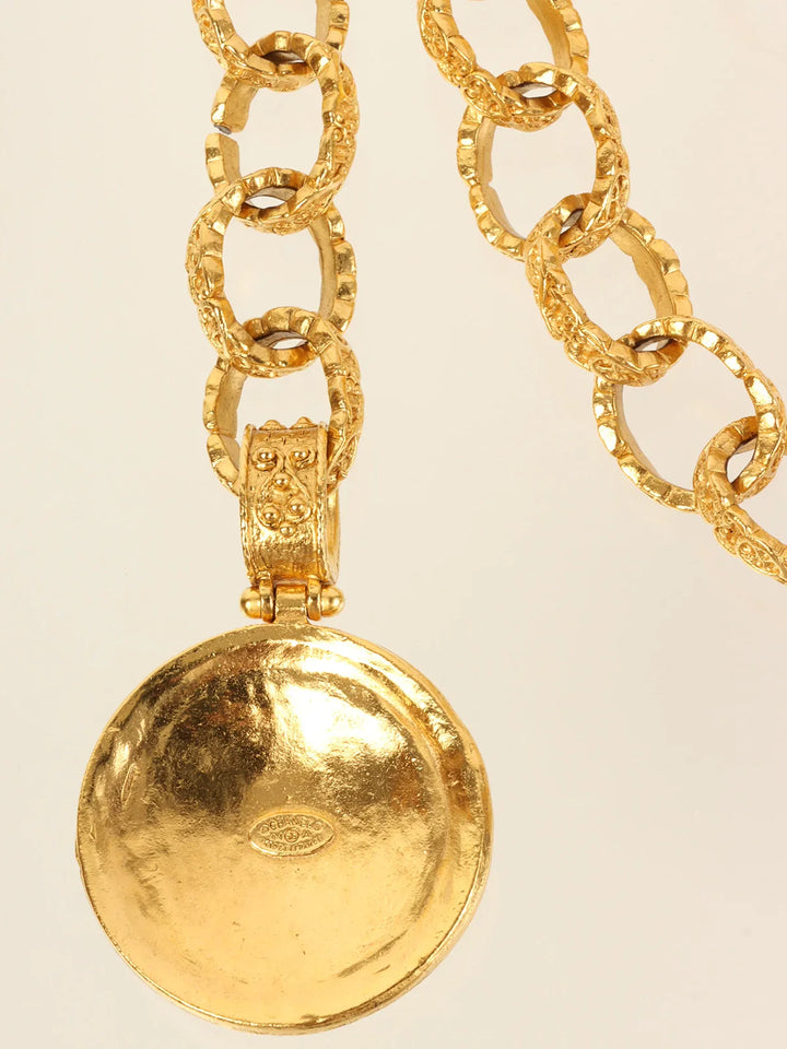 Chanel 1994 Made Round Logo Dotted Cc Mark Charm Chain Belt Gold