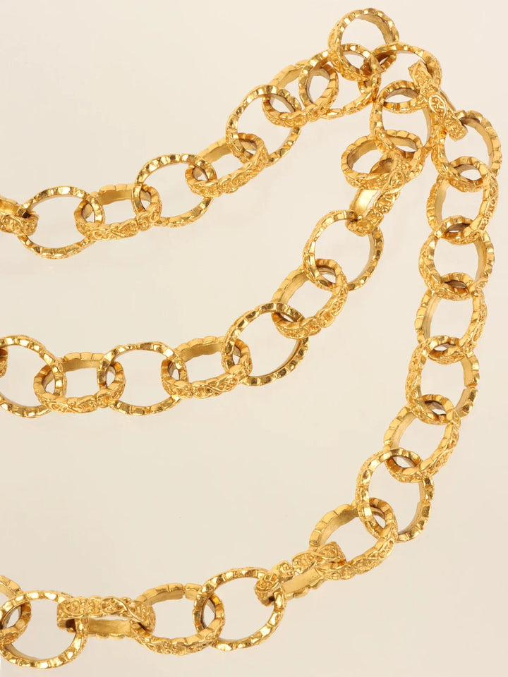 Chanel 1994 Made Round Logo Dotted Cc Mark Charm Chain Belt Gold