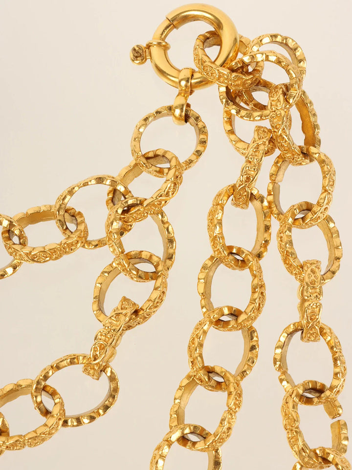 Chanel 1994 Made Round Logo Dotted Cc Mark Charm Chain Belt Gold