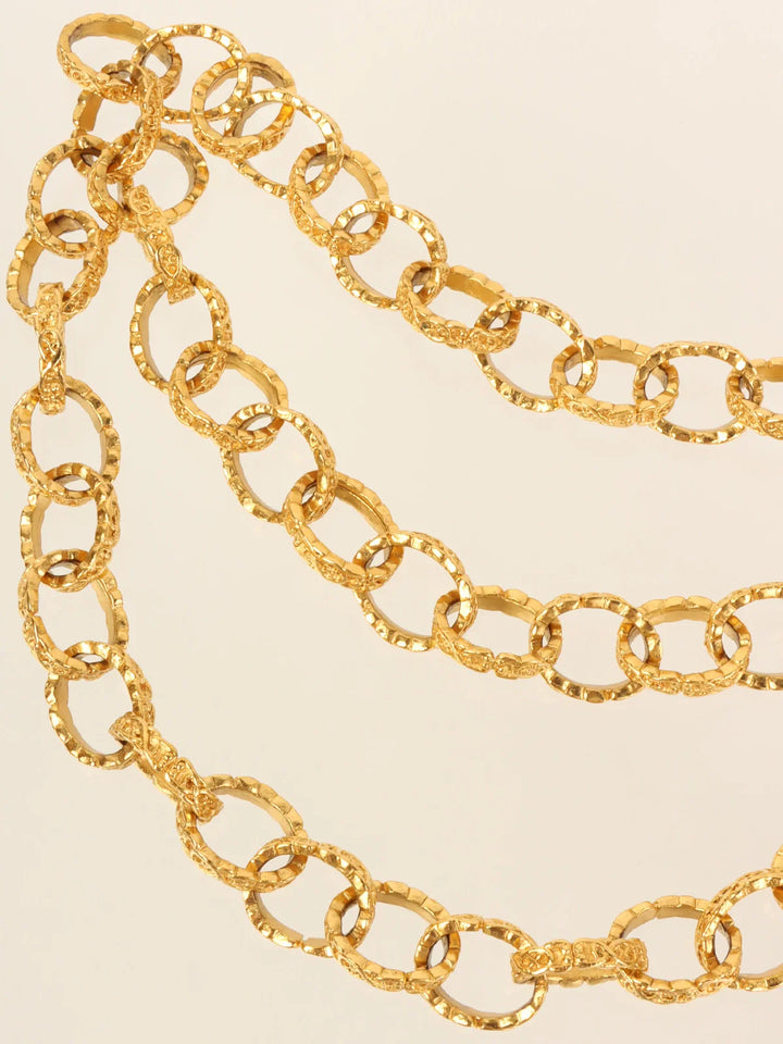 Chanel 1994 Made Round Logo Dotted Cc Mark Charm Chain Belt Gold