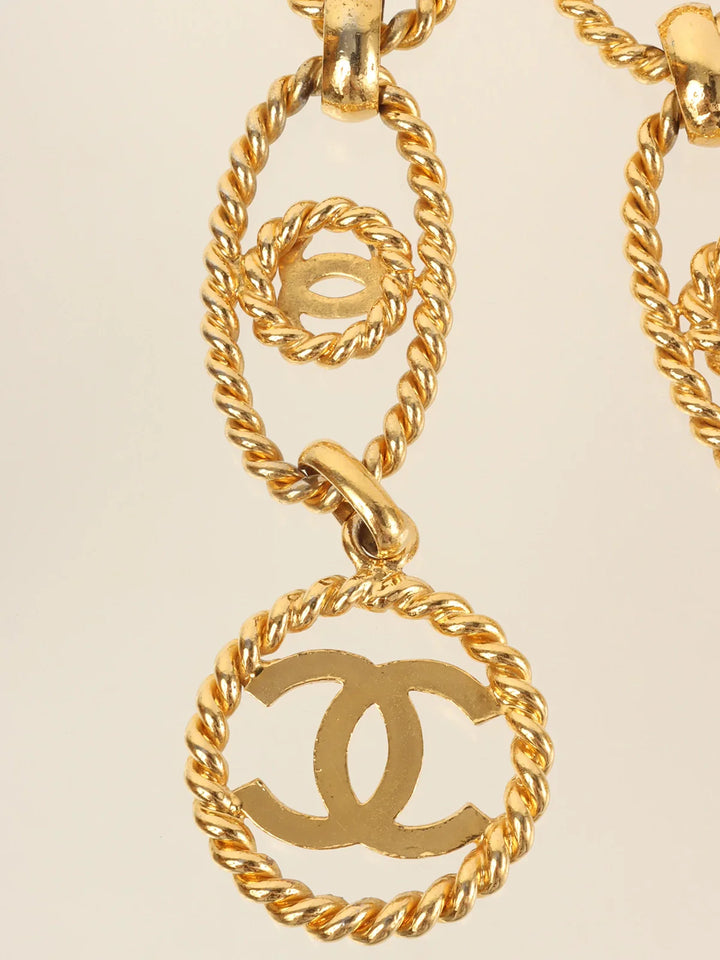 Chanel 1990 Made Oval Round Cc Mark Chain Belt Gold