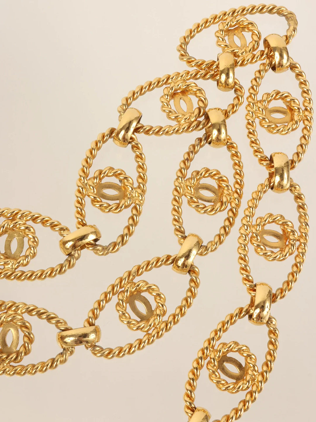 Chanel 1990 Made Oval Round Cc Mark Chain Belt Gold