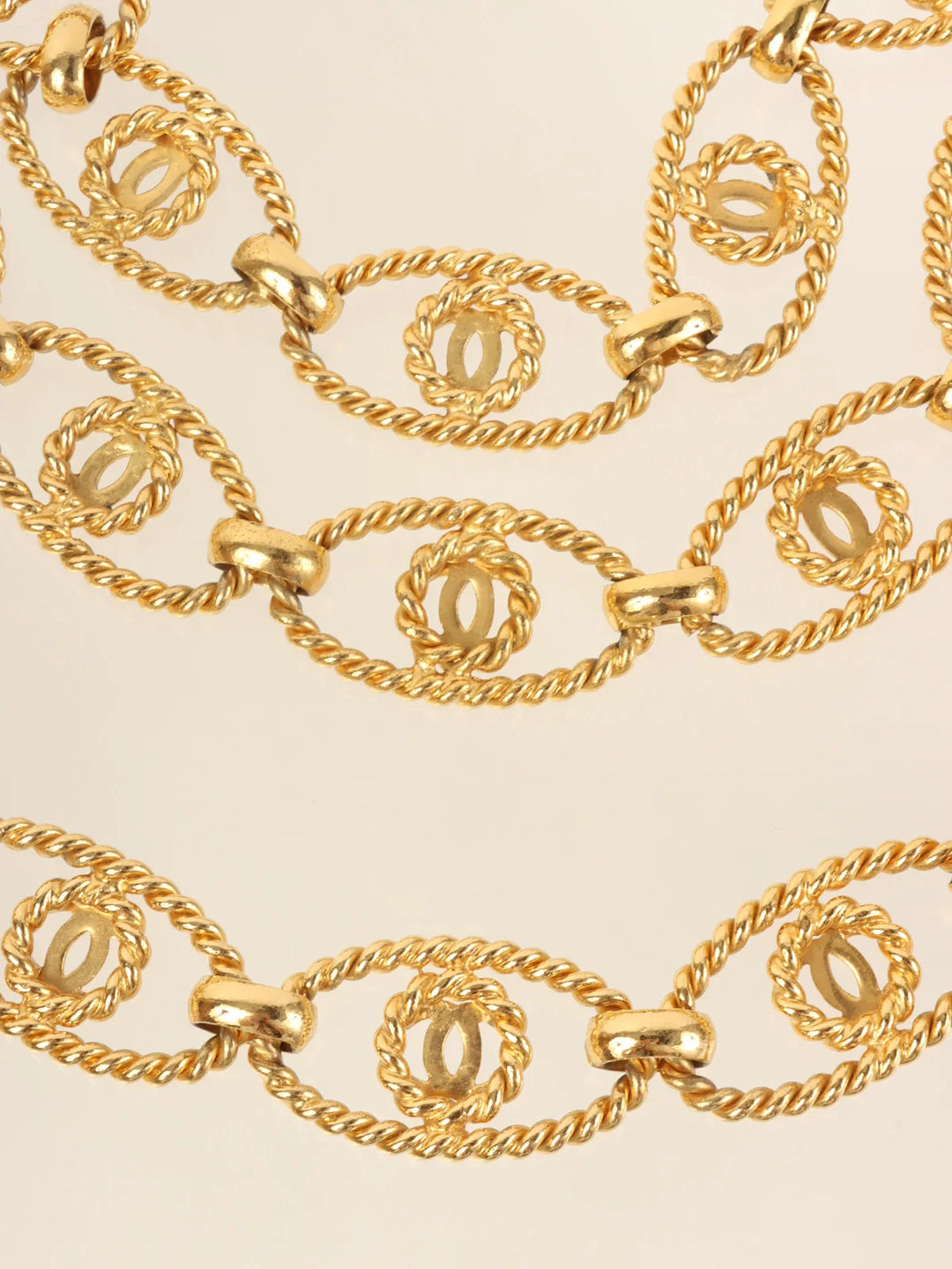Chanel 1990 Made Oval Round Cc Mark Chain Belt Gold