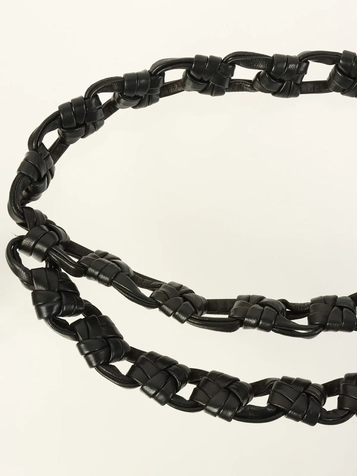 Chanel 1994 Made Edge Chain Cc Mark Charm Leather Belt Black/Gold
