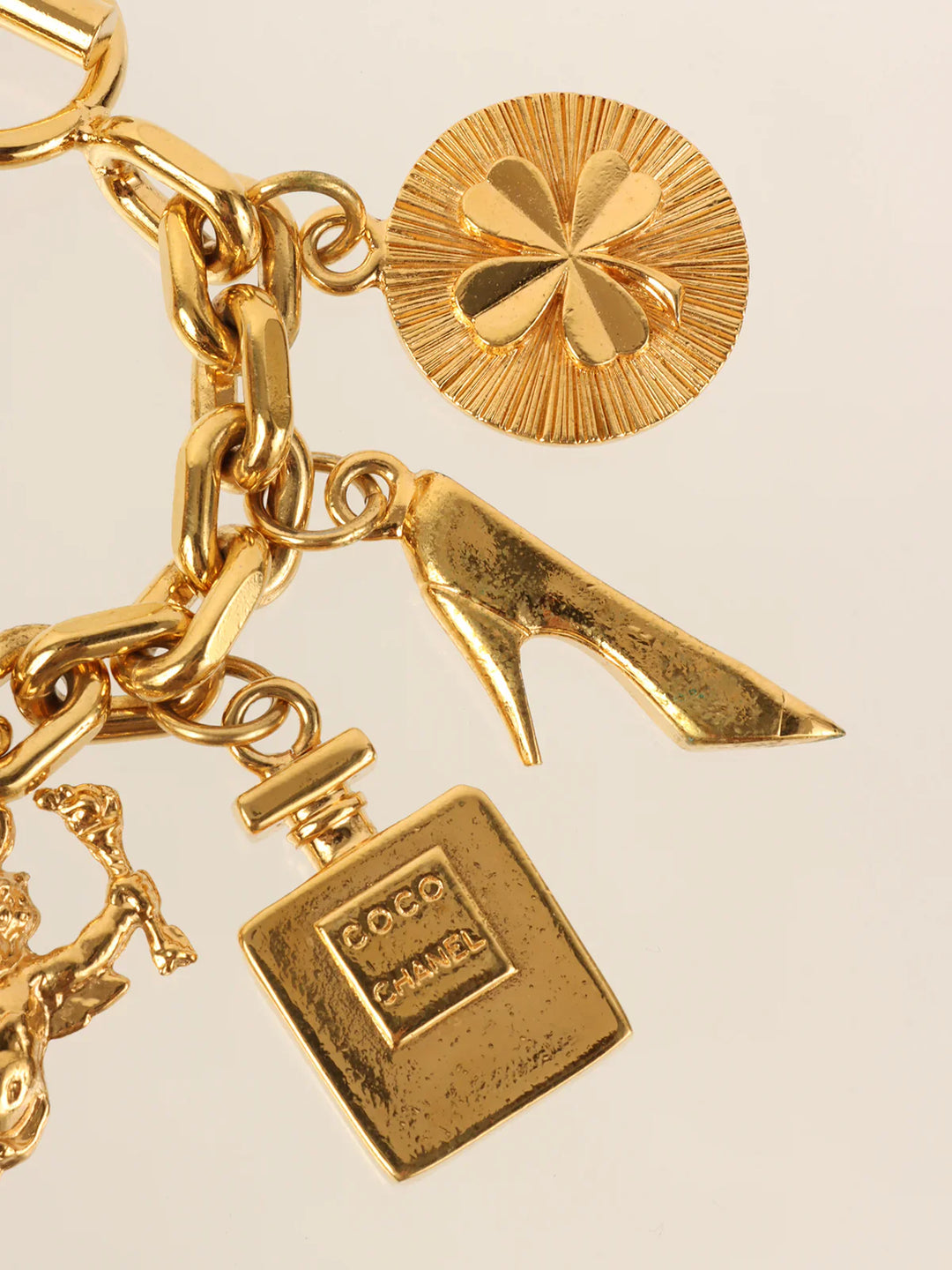 Chanel Multi Motif Charm Chain Bracelets Gold
