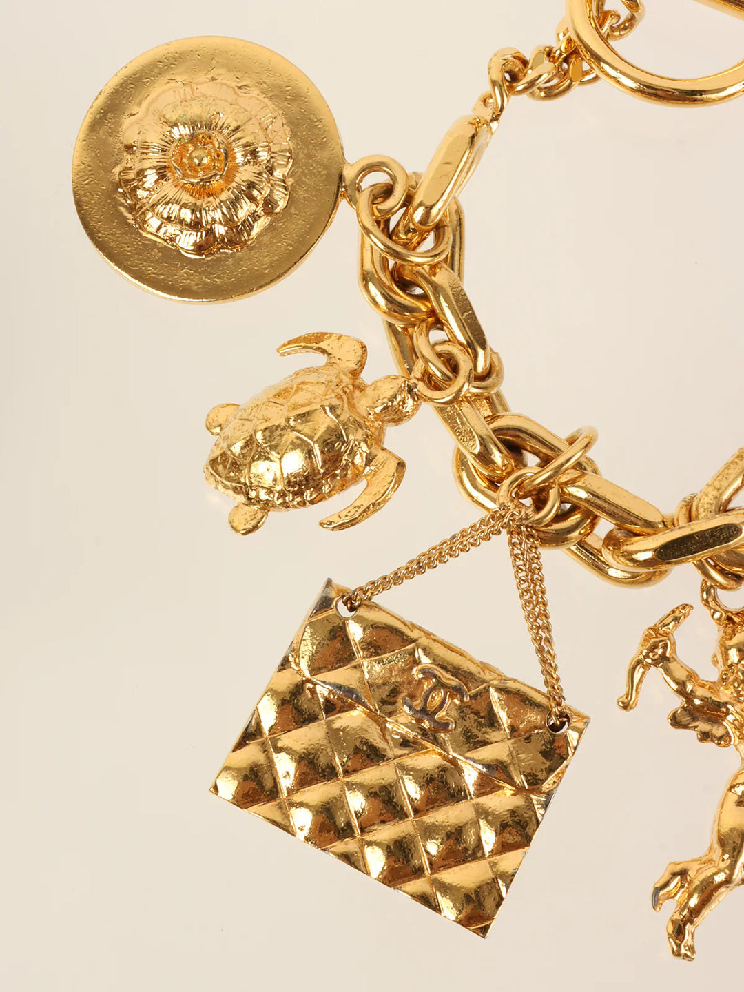 Chanel Multi Motif Charm Chain Bracelets Gold