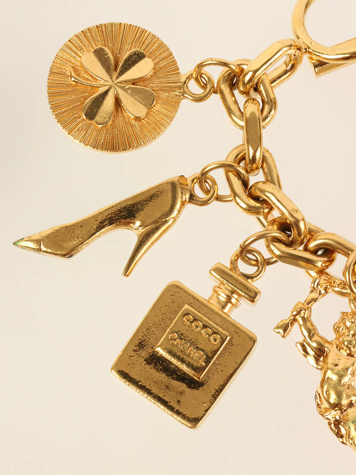 Chanel Multi Motif Charm Chain Bracelets Gold