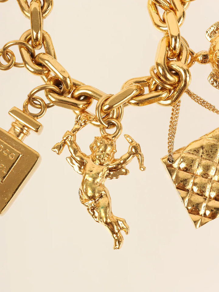 Chanel Multi Motif Charm Chain Bracelets Gold